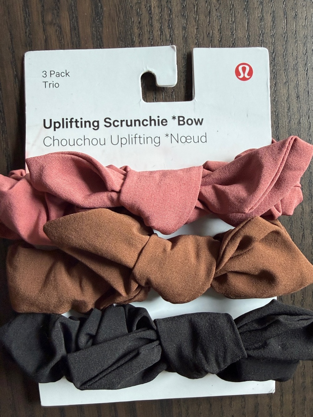 lululemon athletica Uplifting Scrunchie Bow 3-Pack - Rose, Brown, Black
